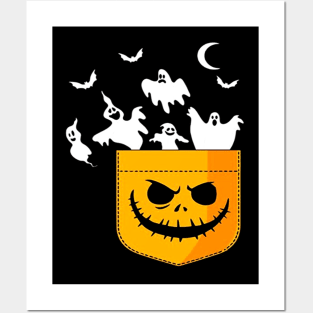 Halloween PockeTShirt Ghosts Peeking Posters and Art